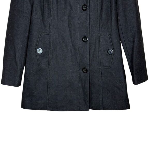 Nine West Black Long Sleeve Peacoat Jacket Size 2 Wool Blend Single Breasted - Picture 3 of 12